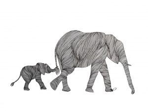 Mama & Baby Elephant