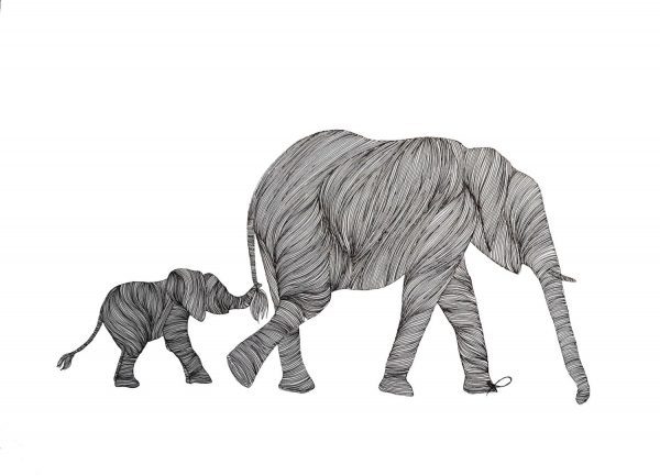 Mama & Baby Elephant